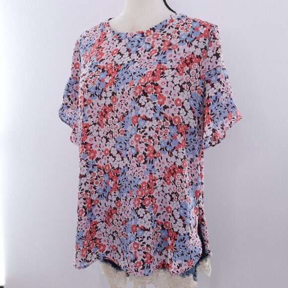 LOFT Tops - LOFT | Short Sleeve Floral‎ Chiffon Top Medium